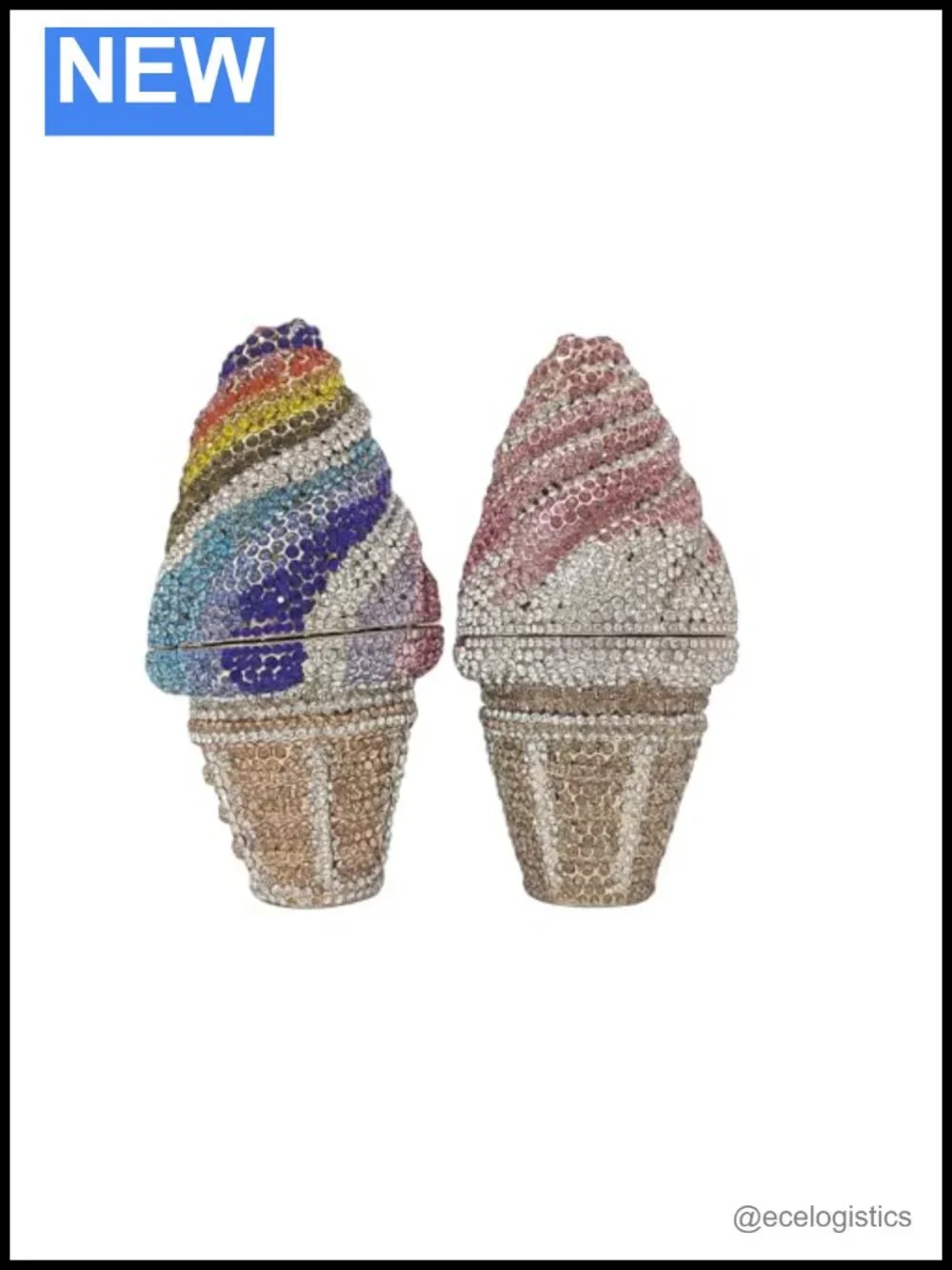 Novelty Ice Cream Rhinestone Clutch Crystal Evening Bag for Women